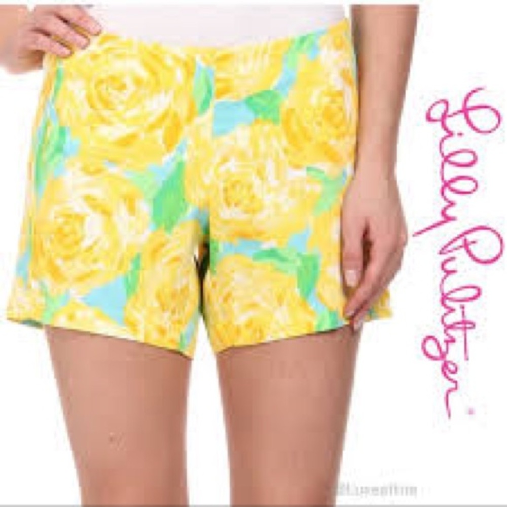 Lilly Pulitzer sunshine yellow “First Impression” rose Shorts 4